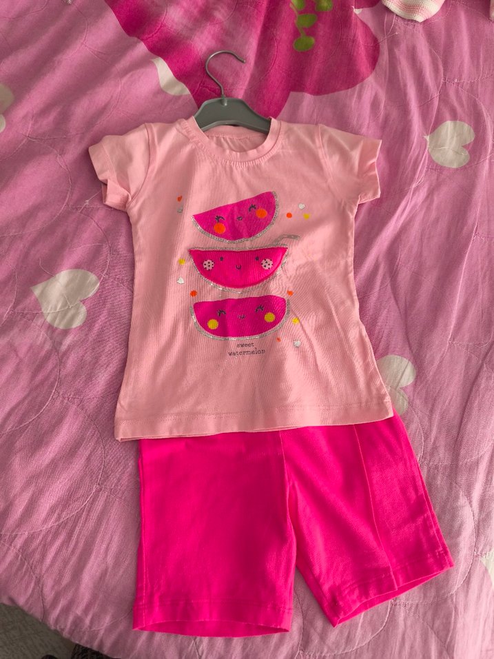 Kız Çocuk Düğmeli Kısa Kollu Pamuklu Tişört - Görsel 2