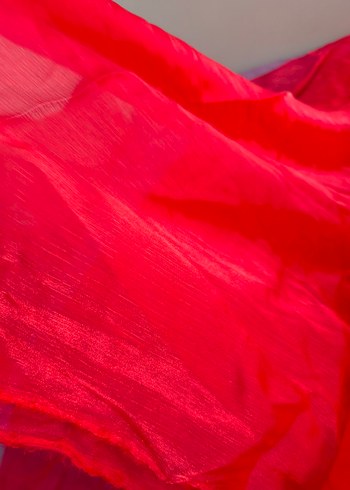 Parlak Kırmızı İpek Şal - Görsel 4