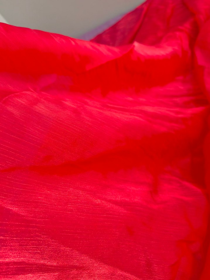 Parlak Kırmızı İpek Şal - Görsel 3