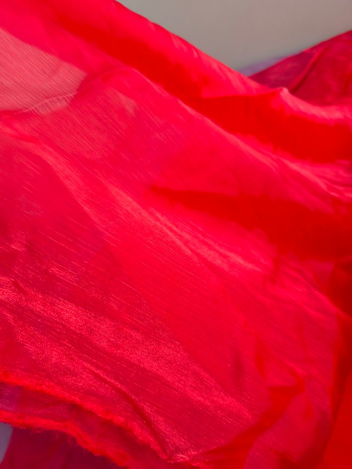 Parlak Kırmızı İpek Şal - Görsel 4