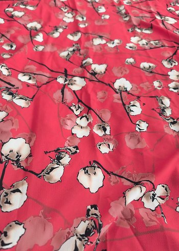 Parlak Kırmızı Çiçekli Kadın Fular - Görsel 10