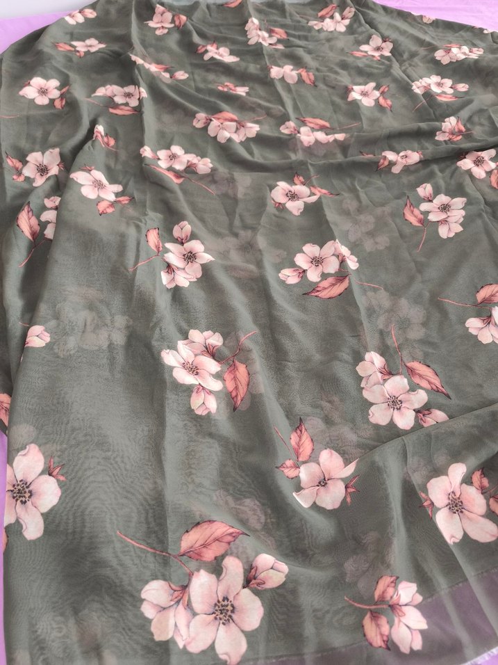 haki yeşil Çiçek Desenli Bohem Kadın - Görsel 3