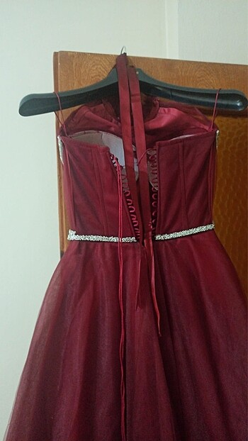 xs Beden bordo Renk Abiye elbise