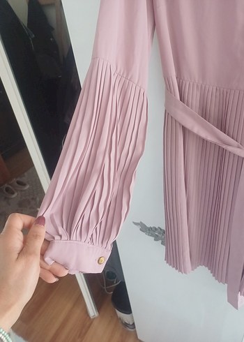 xxl Beden Diger Pudra Renkli Piliseli Uzun Elbise