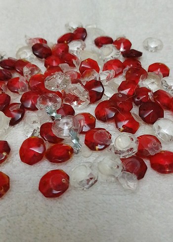 Renkli Kırmızı  optigon Boncukları - Görsel 2