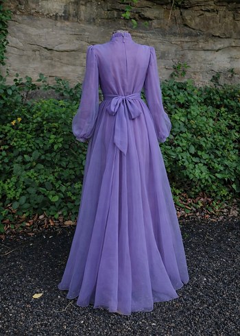 Uzun Mor Drapeli Kadın abiye - Görsel 2