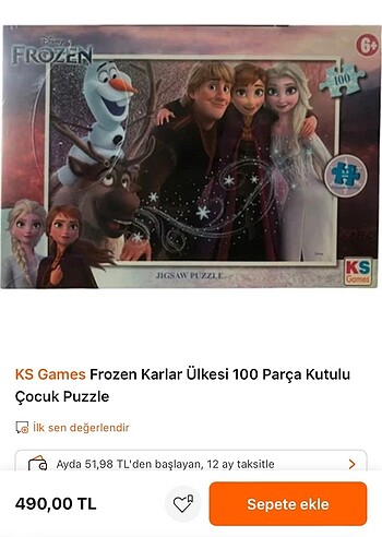 Diğer KS GAMES FROZEN PUZZLE