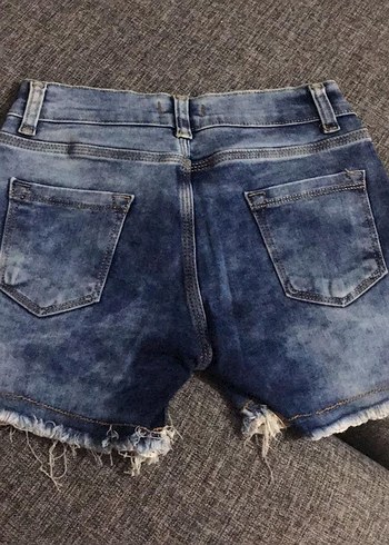 Zara Dantel Detaylı Mini Mavi Denim Şort
