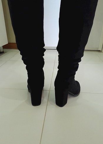 38 numara Siyah Süet Kadın Dizaltı çizme. - Görsel 3