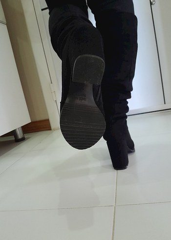 38 numara Siyah Süet Kadın Dizaltı çizme. - Görsel 5