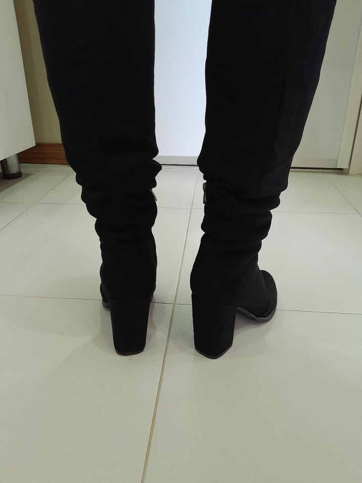 38 numara Siyah Süet Kadın Dizaltı çizme. - Görsel 3