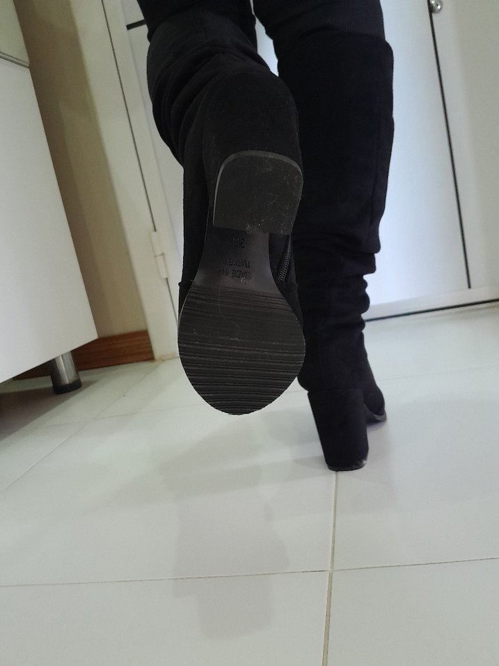 38 numara Siyah Süet Kadın Dizaltı çizme. - Görsel 5