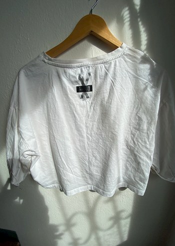 Boyner - Beyaz Baskılı Kısa Kollu Crop Top - Görsel 2