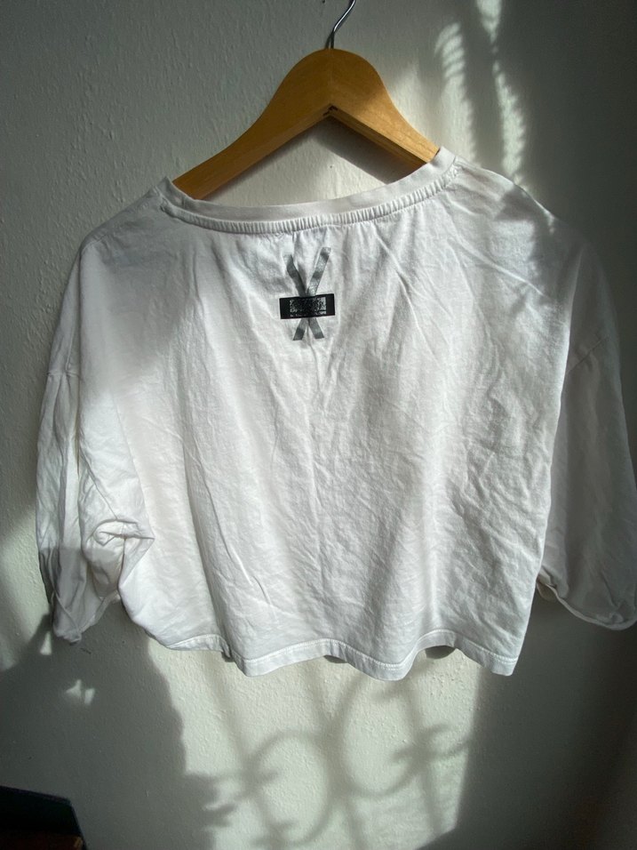 Boyner - Beyaz Baskılı Kısa Kollu Crop Top - Görsel 2