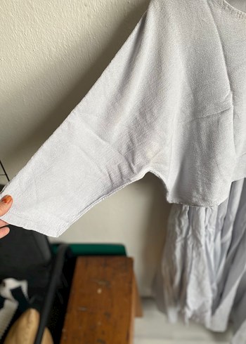 Gri Askılı Salaş Midi Elbise takım - Görsel 6