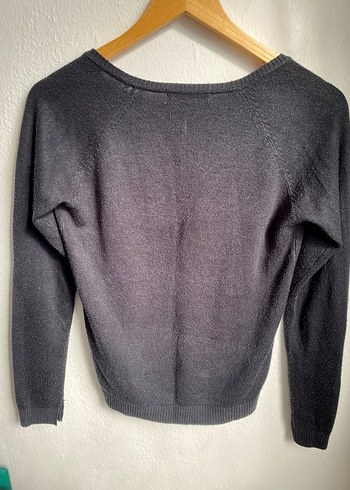 Collezione Siyah V Yaka Kadın Yün Kazak - Görsel 2