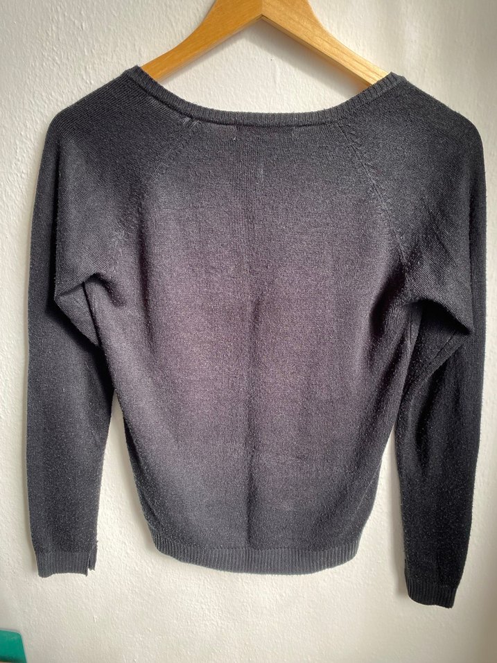 Collezione Siyah V Yaka Kadın Yün Kazak - Görsel 2