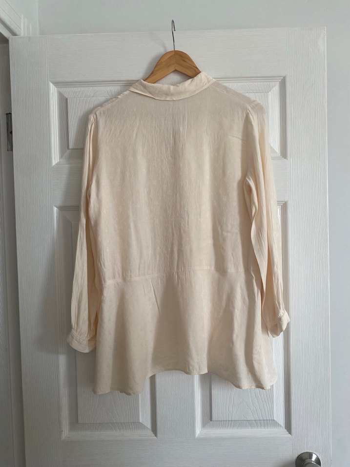 Zara Ekru Fular Yakalı Akışkan Bluz - Çok Şık - Görsel 2