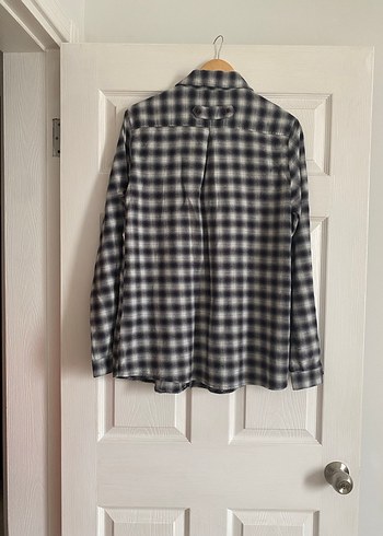 Gri Kareli Düğmeli Uzun Kollu Kadın Gömlek Tunik - Görsel 2