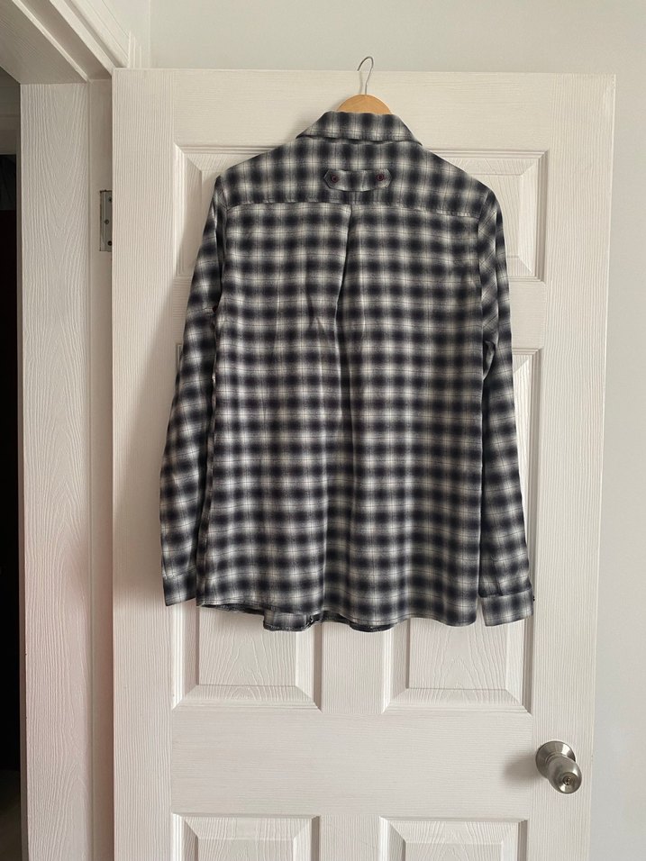 Gri Kareli Düğmeli Uzun Kollu Kadın Gömlek Tunik - Görsel 2