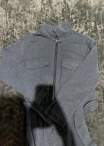 Gri Fermuarlı Kadın Uzun Tulum - Görsel 2