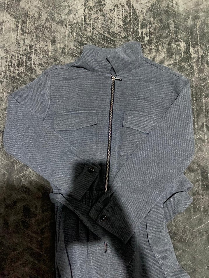 Gri Fermuarlı Kadın Uzun Tulum - Görsel 2