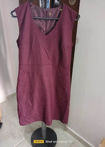 Bordo V Yaka Midi Kadın Elbise
