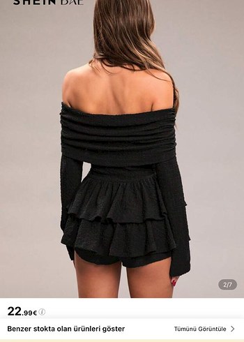 Sheinside Shein Siyah Straplez Mini Şortlu Elbise