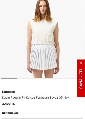 Lacoste Beyaz Fermuarli Gomlek Yelek