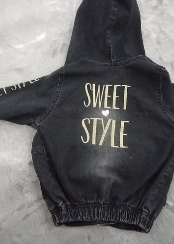 Kız Çocuk Kot Ceket - Siyah Kot Ceket - Görsel 4