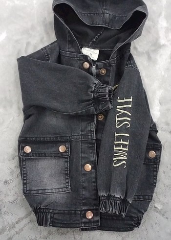 Kız Çocuk Kot Ceket - Siyah Kot Ceket - Görsel 3