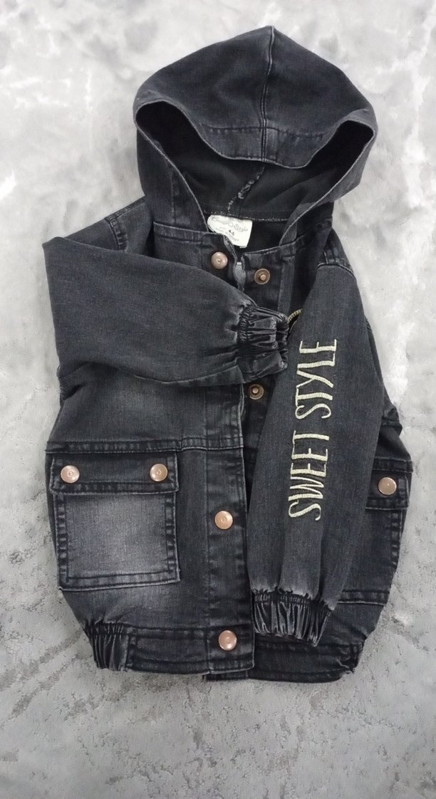 Kız Çocuk Kot Ceket - Siyah Kot Ceket - Görsel 3