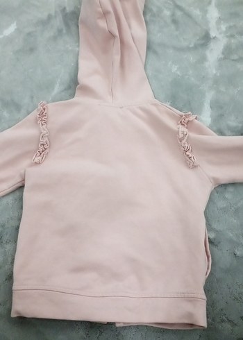 Kız Çocuk Kapüşonlu Fermuarlı Pembe Sweatshirt - Görsel 5