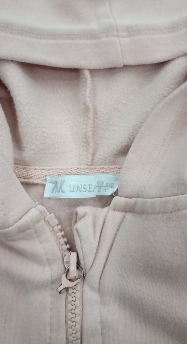 Kız Çocuk Kapüşonlu Fermuarlı Pembe Sweatshirt - Görsel 4