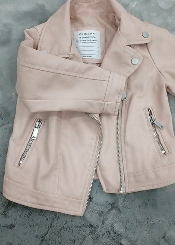 Kız Çocuk Pembe Biker Deri Ceket - Görsel 2