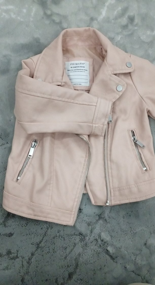 Kız Çocuk Pembe Biker Deri Ceket - Görsel 2