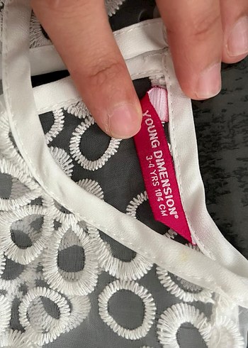 Kız Çocuk Beyaz Nakışlı Dantel Elbise - Görsel 3