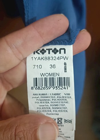 36 Beden koton Mavi Kadın Uzun Salaş Elbise