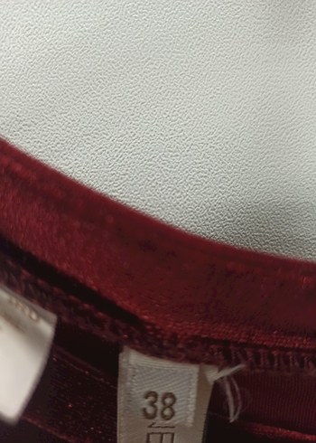 Bordo Süet V Yakalı Uzun Kadife Elbise - Görsel 3