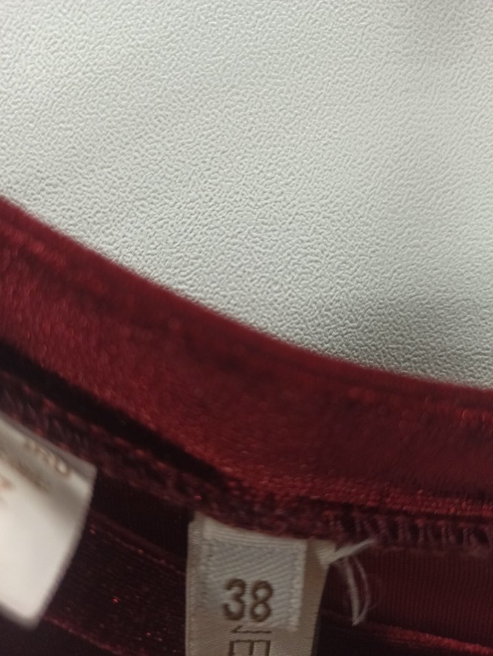 Bordo Süet V Yakalı Uzun Kadife Elbise - Görsel 3