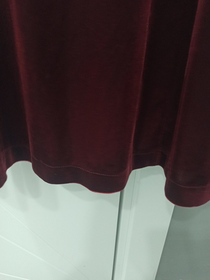 Bordo Süet V Yakalı Uzun Kadife Elbise - Görsel 5