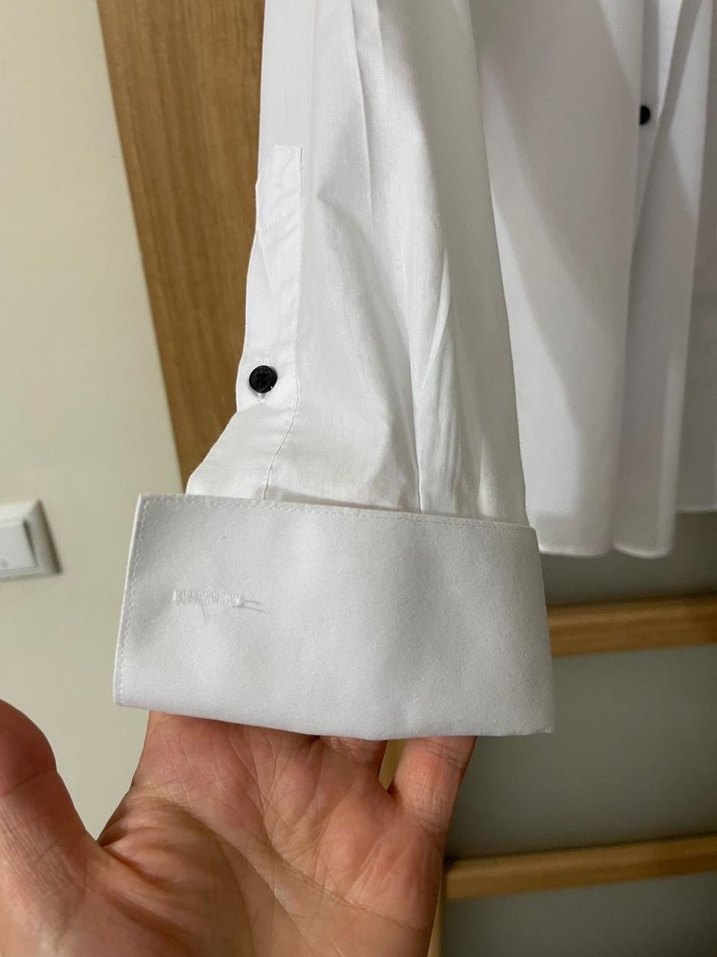 Düğmeli Beyaz Erkek Gömlek - Görsel 4