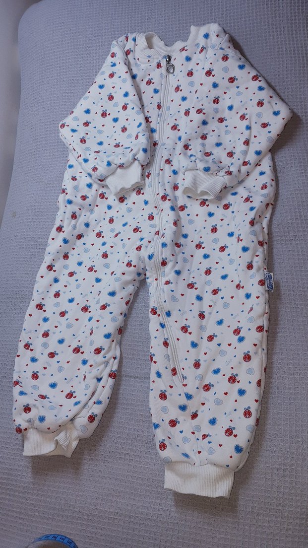 Renkli Desenli Beyaz Bebek Tulum - Görsel 2