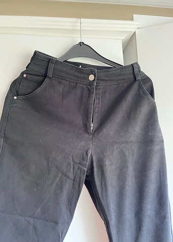 l Beden Siyah Kadın Bol Kesim Midi Denim Pantolon