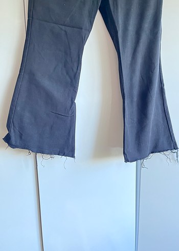 l Beden siyah Renk Siyah Kadın Bol Kesim Midi Denim Pantolon