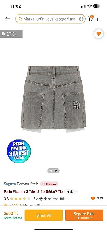 sagaza denim etek