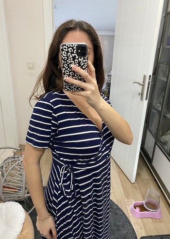 Siyah Beyaz Cizgili Elbise - Görsel 4