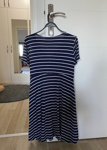 Siyah Beyaz Cizgili Elbise - Görsel 2