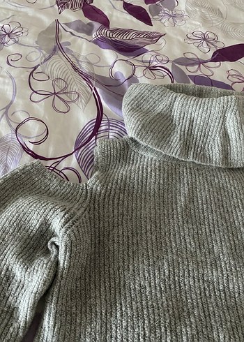 Gri Kadın Boğazlı Triko Kazak - Görsel 3