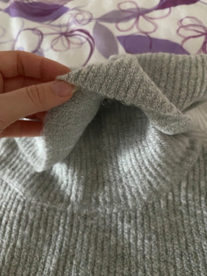 Gri Kadın Boğazlı Triko Kazak - Görsel 5